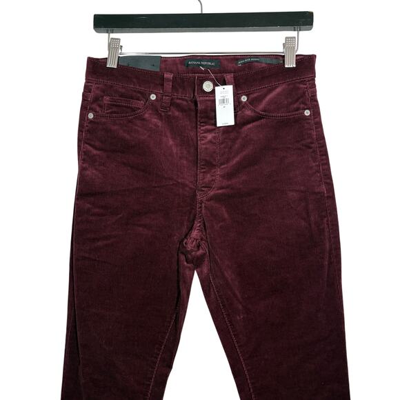 NEW! Banana Republic High Rise Skinny Micro Cords Cranberry Red Corduroy 27 - Picture 1 of 6